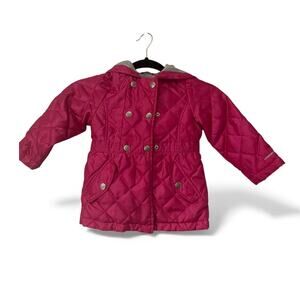 London Fog Girls Toddler Quilted Jacket Hooded Coat Magenta Pink Size 3T